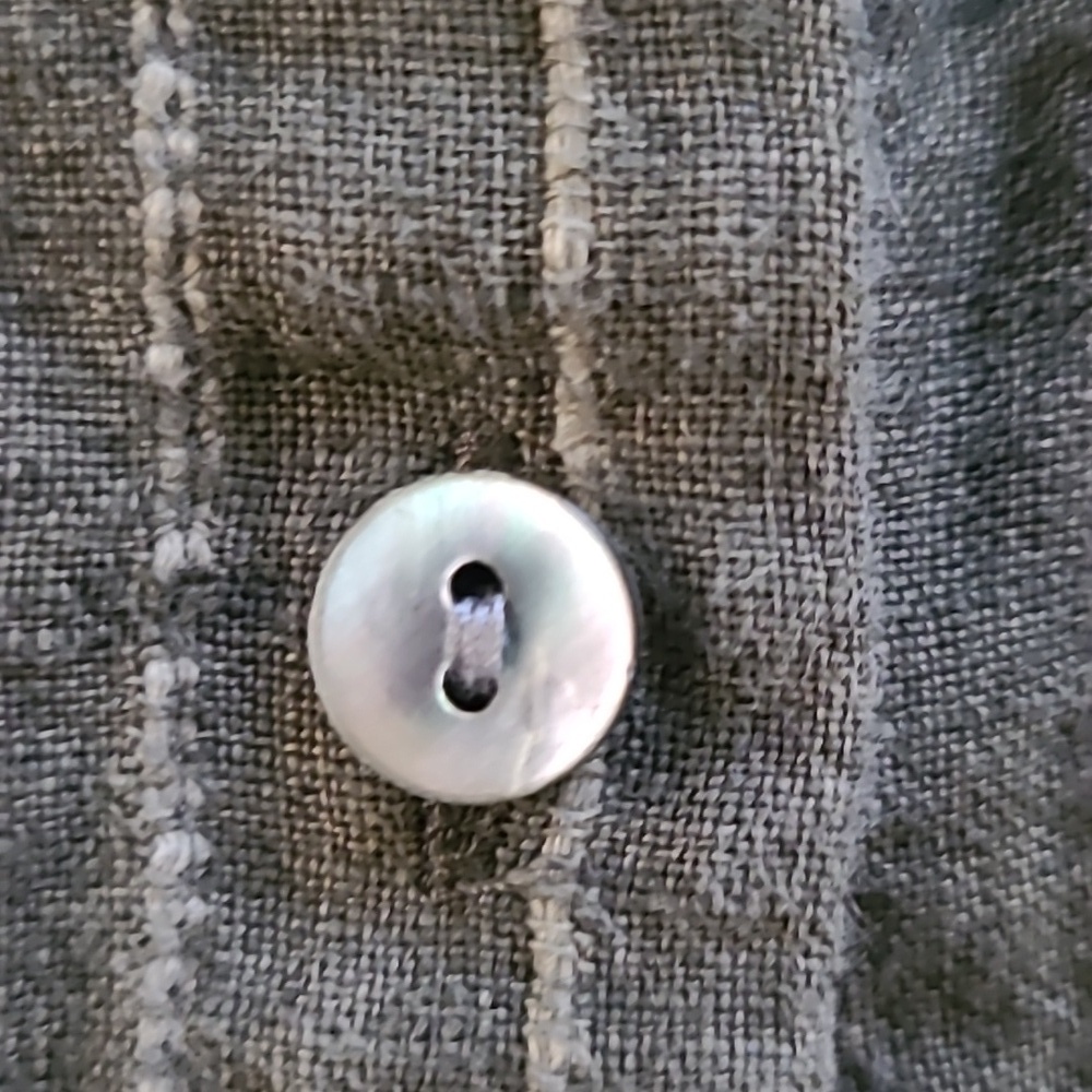 J. Jill 'PureJill' Olive Green & Cream Striped Linen Button Down Tunic - Size XS - Picture 4 of 8